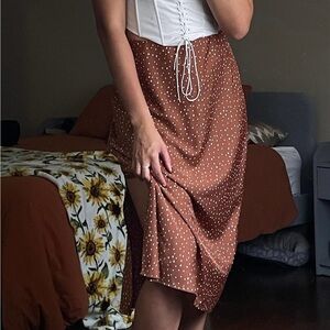 Silky polka dot skirt
